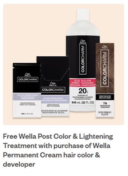 Free Wella Post Color & Lightening Treatment With Purchase of Wella Permanent Cream Hair Color & Dev