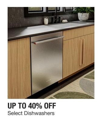 Up to 40% Off Select Dishwashers