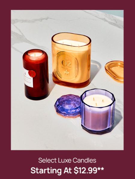 Starting at $12.99 Select Luxe Candles