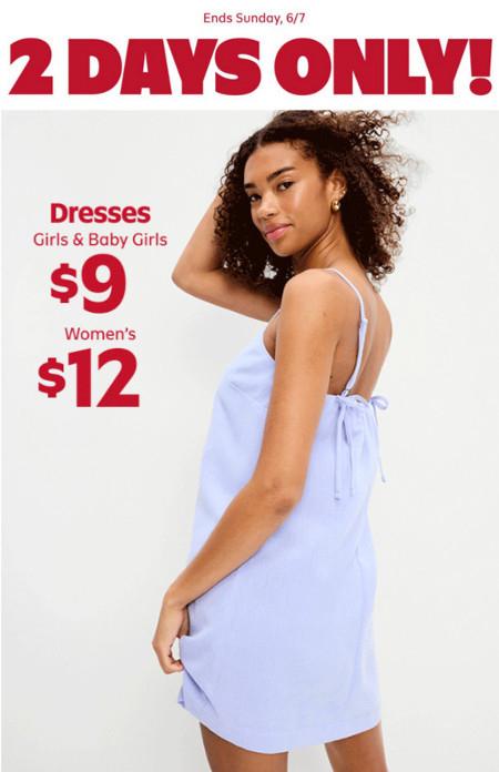 $12 Dresses for Women and $9 for Girls and Baby Girls
