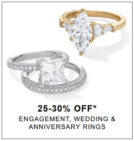 25-30% off Engagement, Wedding and Anniversary Rings