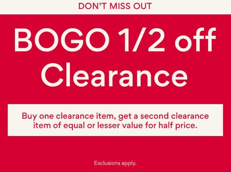 BOGO Half off Clearance