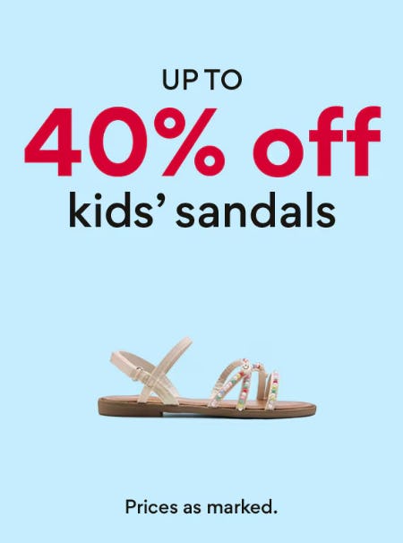 Up to 40% Off Kids' Sandals