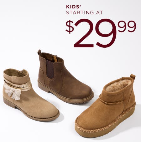 Starting at $29.99 Kid's Boots