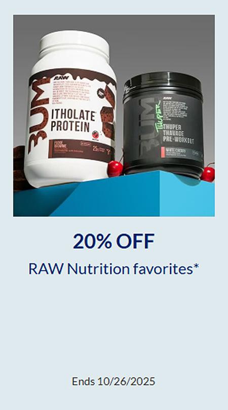 20% Off RAW Nutrition Favorites