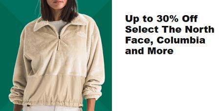 Up to 30% Off Select The North Face, Columbia and More