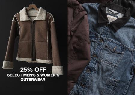 25% Off Select Men's & Women's Outerwear