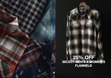 25% Off Select Men's and Women's Flannels