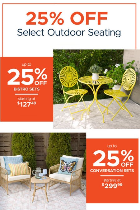 25% Off Select Outdoor Seating