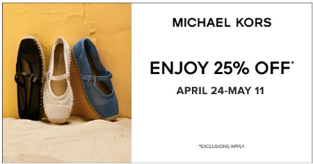 Michael Kors Enjoy 25% Off