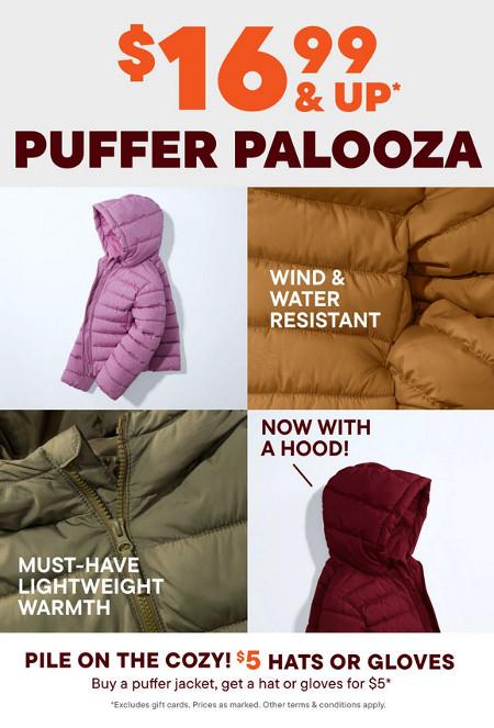 Buy 1 Puffer Jacket, Get $5 Hat or Gloves