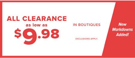 All Clearance As Low as $9.98