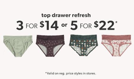 Panties 3 for $14 or 5 for $22