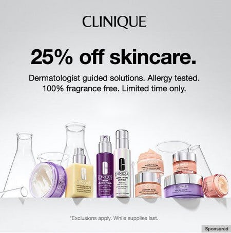 25% off Clinique Skincare