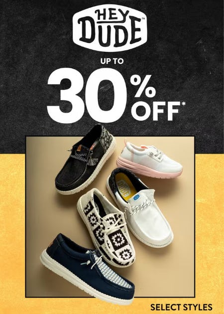 Hey Dude Up to 30% Off