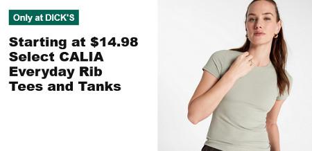 Starting at $14.98 Select CALIA Everyday Rib Tees and Tanks