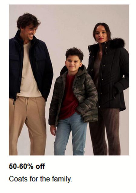 50-60% off Coats for the Family