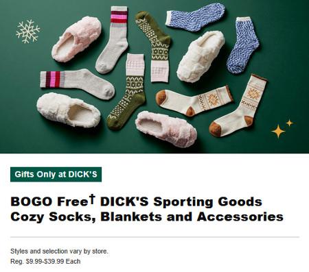BOGO Free DICK'S Sporting Goods Cozy Socks, Blankets and Accessories