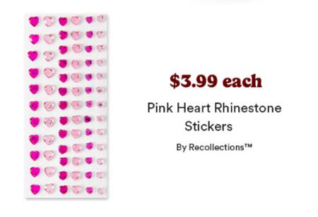 $3.99 Each Pink Heart Rhinestone Stickers