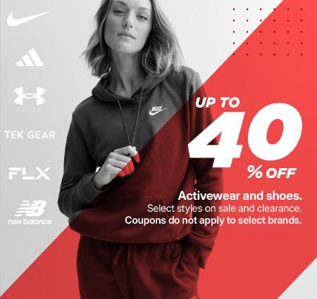 Up to 40% Off Activewear and Shoes