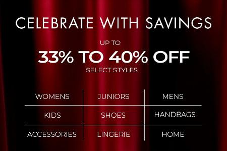 Up to 33% to 40% off Select Styles