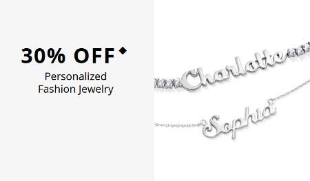 30% off Personalized Fashion Jewelry