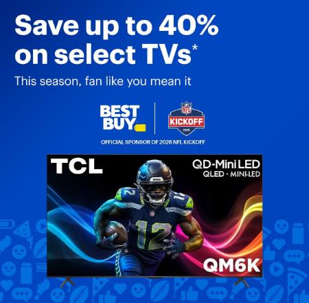 Save Up to 40% On Select TVs