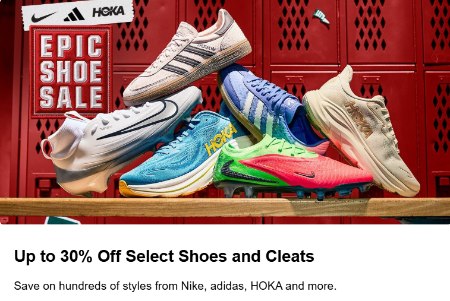Up to 30% Off Select Shoes and Cleats