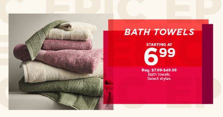 Bath Towels Starting at $6.99