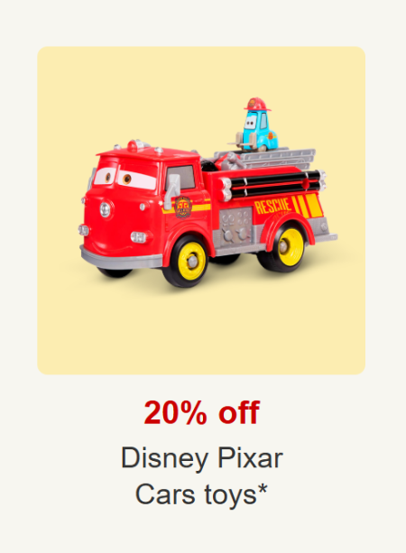 20% Off Disney Pixar Cars Toys
