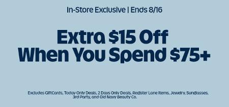Extra $15 off When You Spend $75 or More