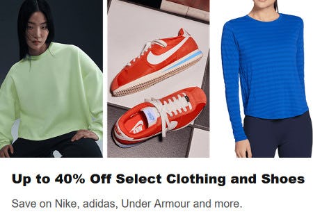 Up to 40% Off Select Clothing and Shoes