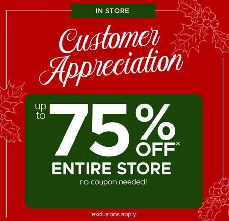 Customer Appreciation Up to 75% Off