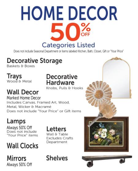 50% Off Home Decor
