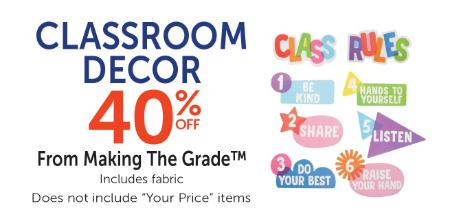 40% Off Classroom Decor