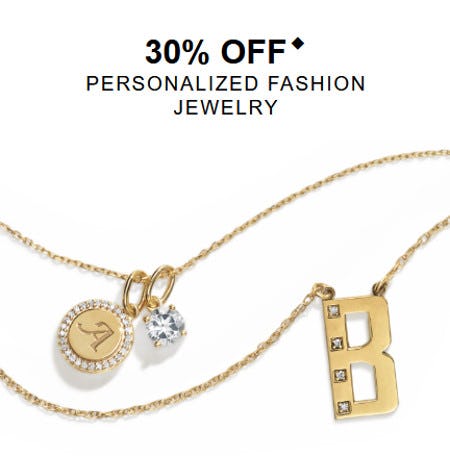 30% off Personalized Fashion Jewelry