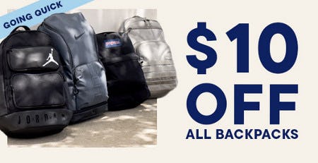 $10 off All Backpacks