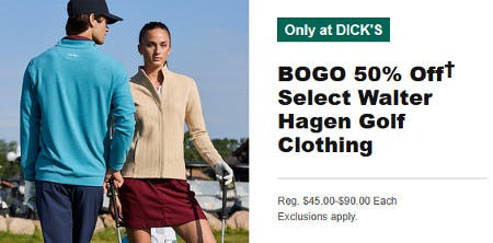 BOGO 50% Off Select Walter Hagen Golf Clothing