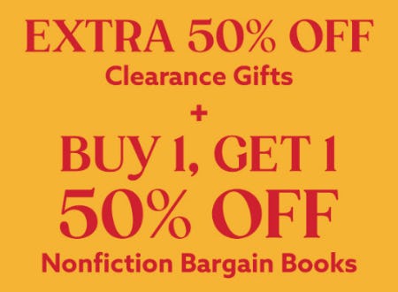 Extra 50% Off Clearance Gifts + Buy 1, Get 1 50% Off Nonfiction Bargain Books