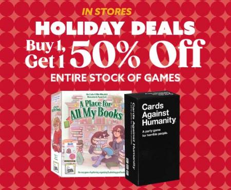 Buy 1, Get 1 50% Off Entire Stock Of Games
