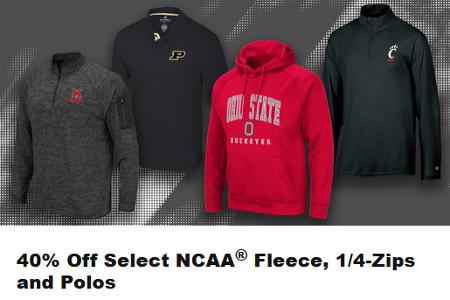 40% Off Select NCAA Fleece, 1/4-Zips and Polos