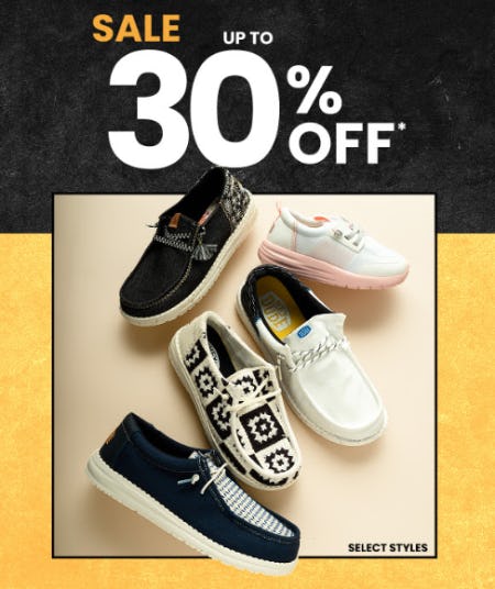 Up to 30% Off Select HeyDude Styles