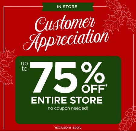 Customer Appreciation Up to 75% Off