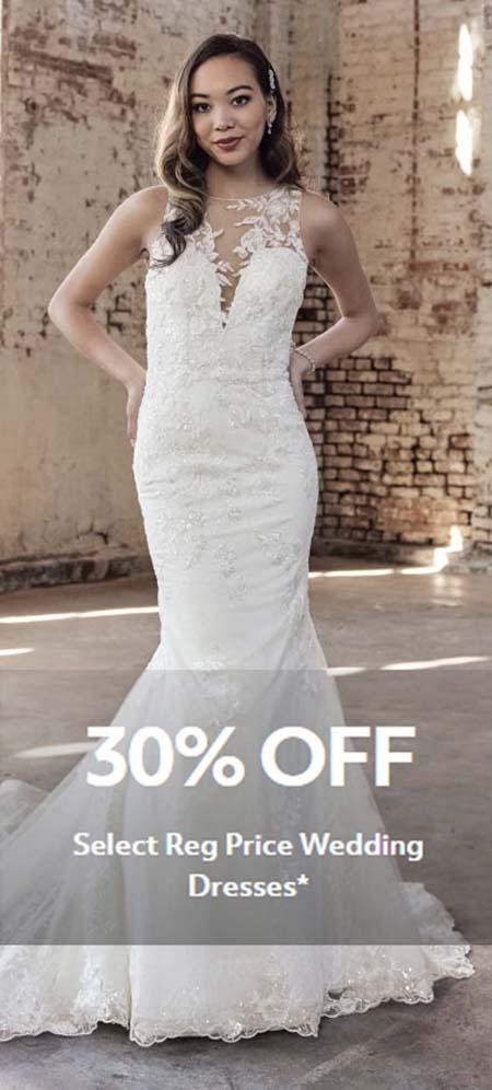 30% Off Select Reg Price Wedding Dresses