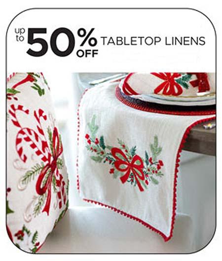 Up to 50% Off Tabletop Linens