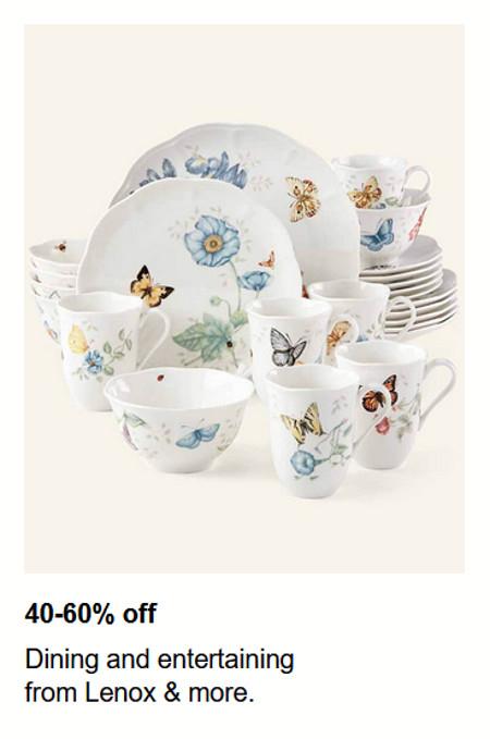 40-60% off Dining and Entertaining from Lenox and More