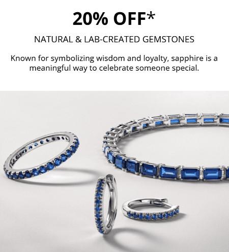 20% off Natural and Lab-Created Gemstones