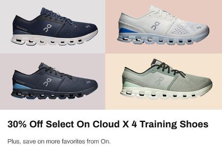 30% Off Select On Cloud X 4 Training Shoes