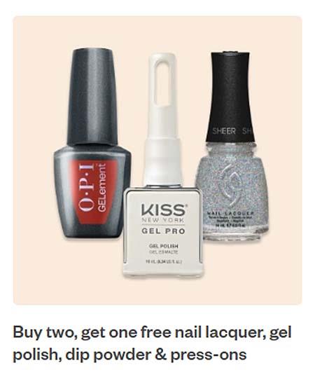 Buy Two, Get One Free Nail Lacquer, Gel Polish, Dip Powder & Press-Ons