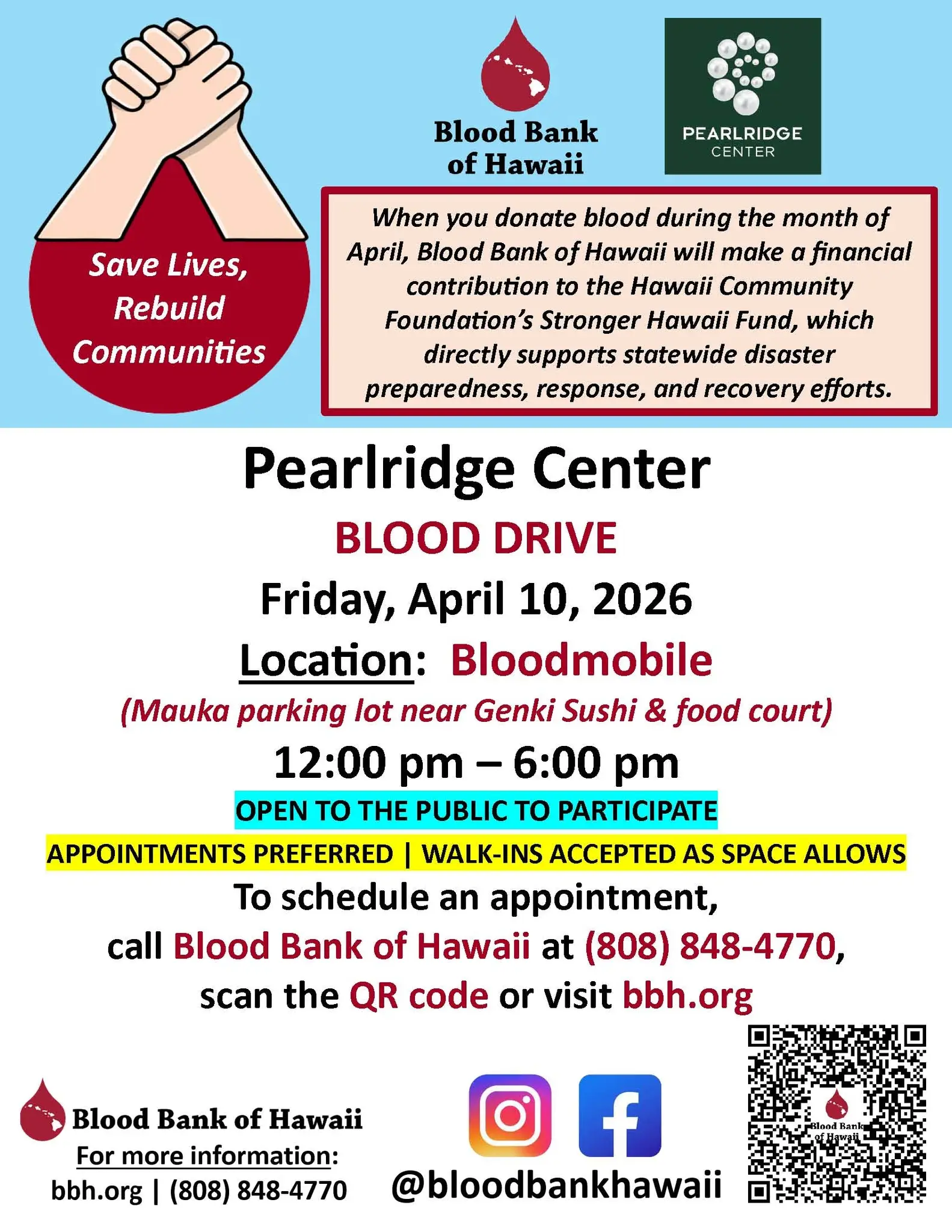 Blood Bank of Hawaii Fearless Fridays Blood Drive